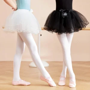 Ballet Skirt Girls Ballet Tutu Fluffy Dance Tutu Skirt Satin Bow Knot Tulle Skirts Ballet Dance Costumes Puffy Short Dresses 1